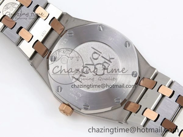 Lady Royal Oak 33mm 67651 SS RG ZF 1:1 Best Edition White Textured Dial on SS RG Bracelet RONDA Quartz Efficient 4489