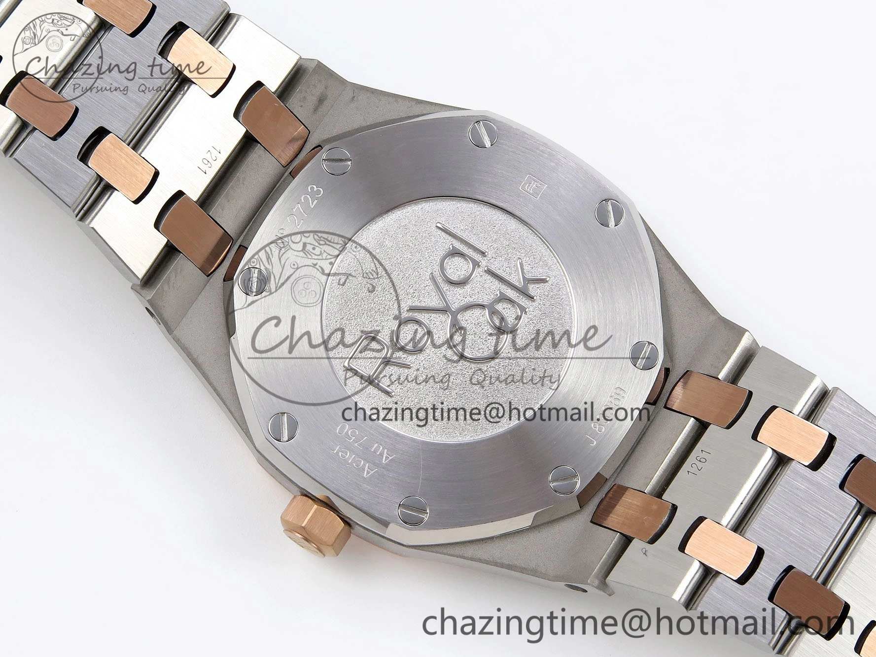 Lady Royal Oak 33mm 67651 SS RG ZF 1:1 Best Edition White Textured Dial on SS RG Bracelet RONDA Quartz Efficient 4489