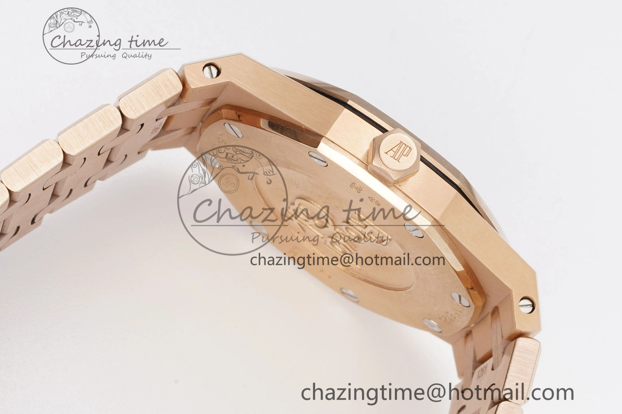 Lady Royal Oak 33mm RG Diamonds Bezel JJF 1:1 Best Edition Brown Dial on RG Bracelet ETA Quartz Versatile 4633