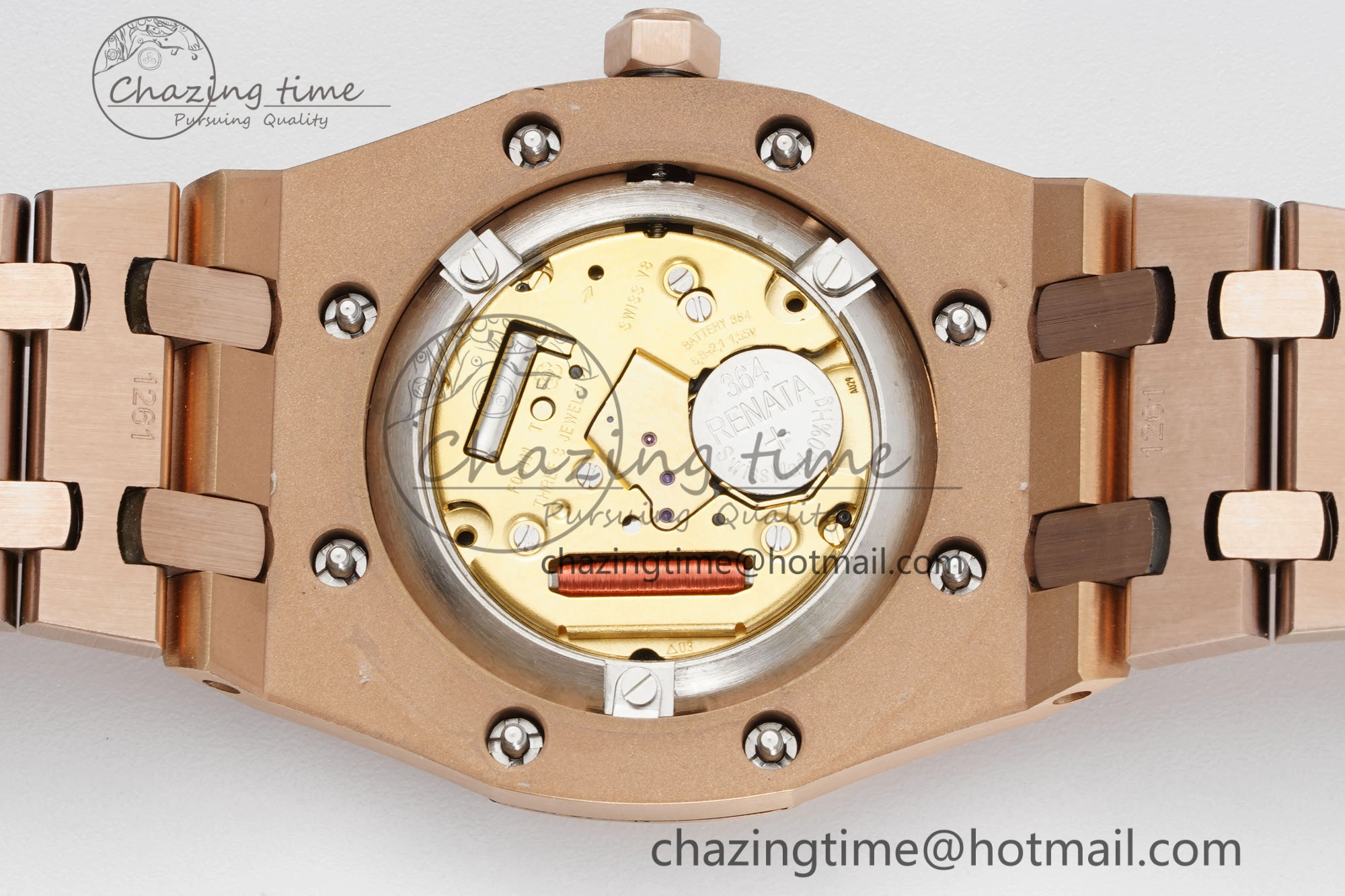 Lady Royal Oak 33mm RG Diamonds Bezel JJF 1:1 Best Edition Brown Dial on RG Bracelet ETA Quartz Versatile 4633