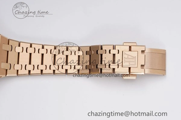 Lady Royal Oak 33mm RG Diamonds Bezel JJF 1:1 Best Edition Brown Dial on RG Bracelet ETA Quartz Versatile 4633