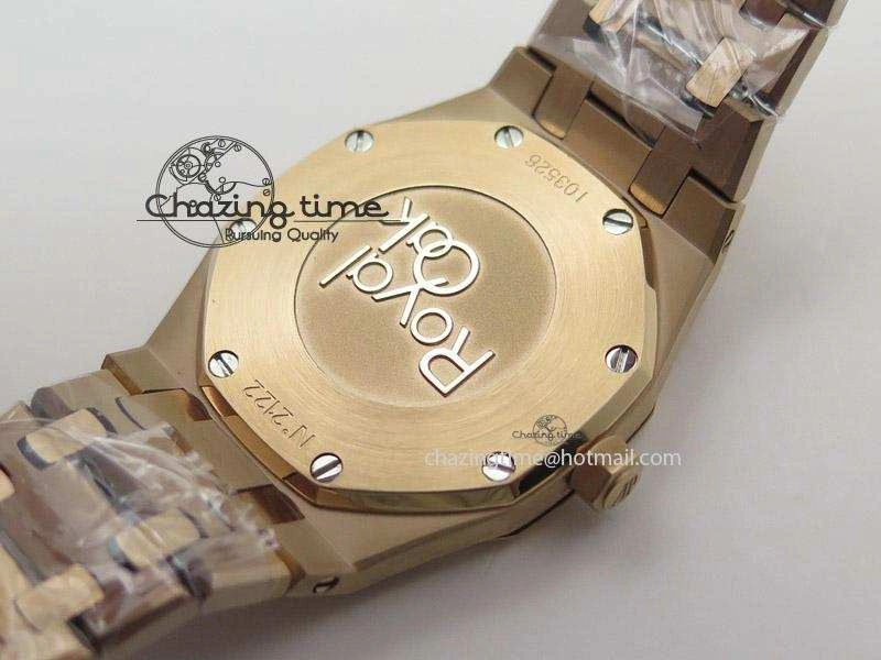 Practical Lady Royal Oak 33mm RG Silver Dial Diamonds Bezel on RG Bracelet RONDA Quartz 5133