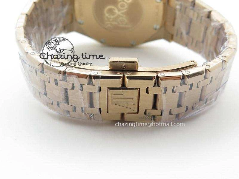 Practical Lady Royal Oak 33mm RG Silver Dial Diamonds Bezel on RG Bracelet RONDA Quartz 5133