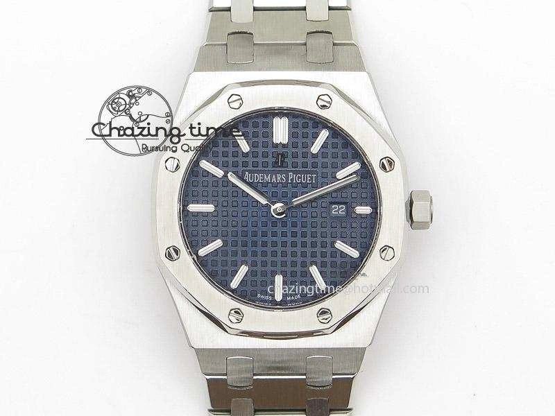 Lady Royal Oak 33mm SS Blue Textured Dial on SS Bracelet RONDA Quartz Stretchable 5146