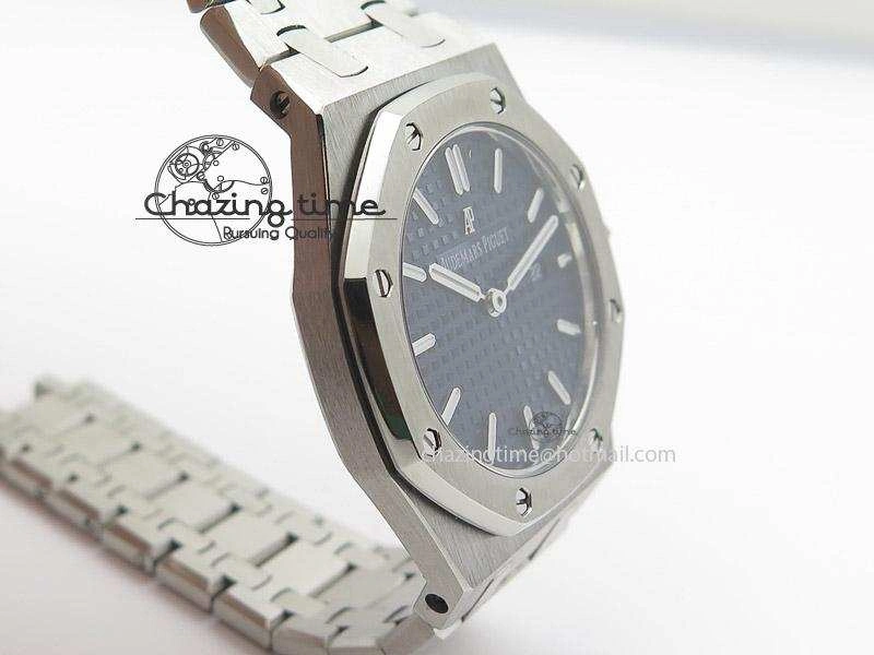 Lady Royal Oak 33mm SS Blue Textured Dial on SS Bracelet RONDA Quartz Stretchable 5146