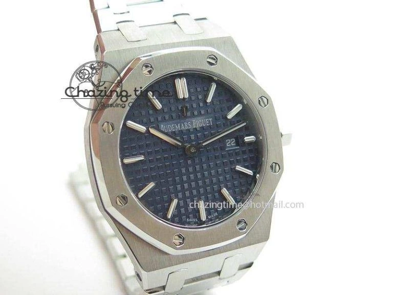 Lady Royal Oak 33mm SS Blue Textured Dial on SS Bracelet RONDA Quartz Stretchable 5146