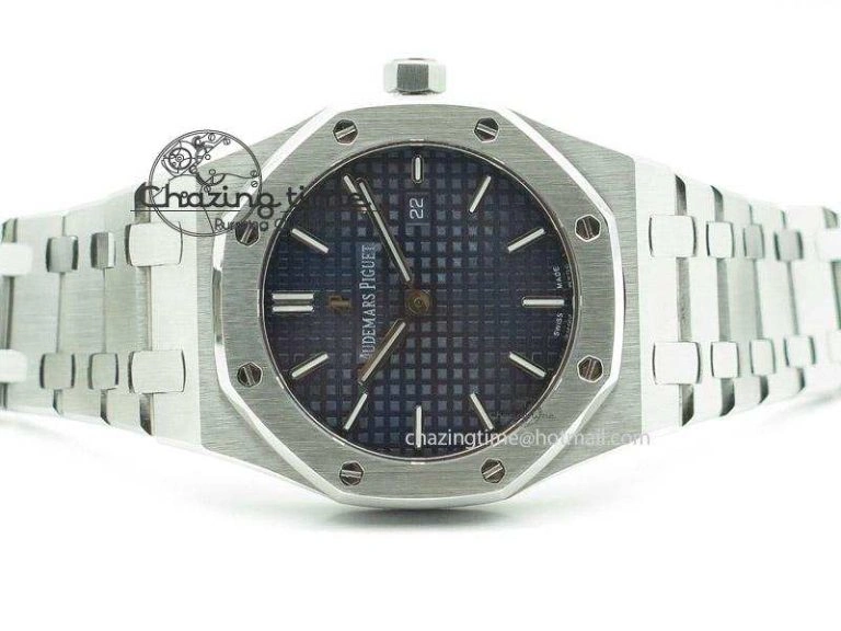 Lady Royal Oak 33mm SS Blue Textured Dial on SS Bracelet RONDA Quartz Stretchable 5146