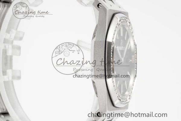 Lady Royal Oak 33mm SS Diamonds Bezel JJF 1:1 Best Edition Black Dial on SS Bracelet ETA Quartz Durable 4639