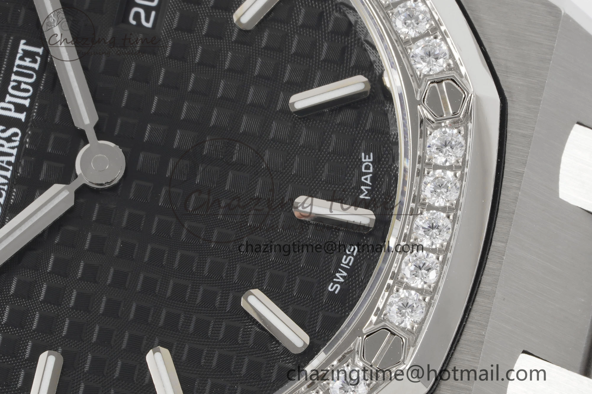 Lady Royal Oak 33mm SS Diamonds Bezel JJF 1:1 Best Edition Black Dial on SS Bracelet ETA Quartz Durable 4639