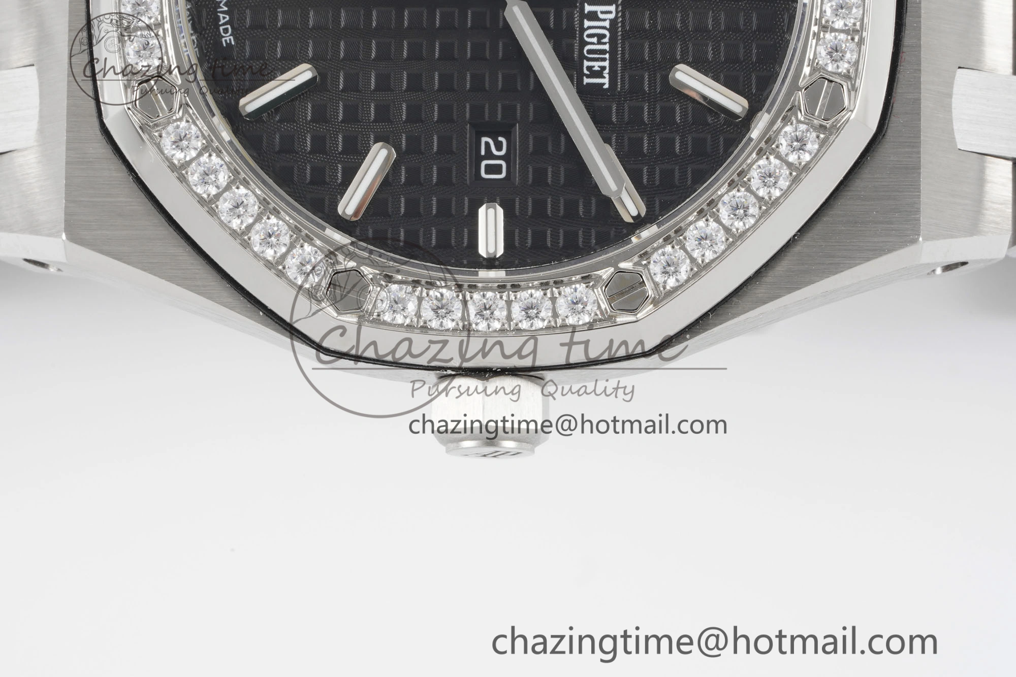 Lady Royal Oak 33mm SS Diamonds Bezel JJF 1:1 Best Edition Black Dial on SS Bracelet ETA Quartz Durable 4639