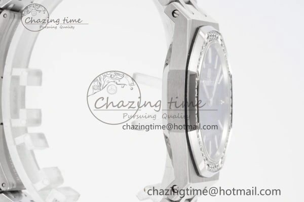 Lightweight Lady Royal Oak 33mm SS Diamonds Bezel JJF 1:1 Best Edition Blue Dial on SS Bracelet ETA Quartz 10145