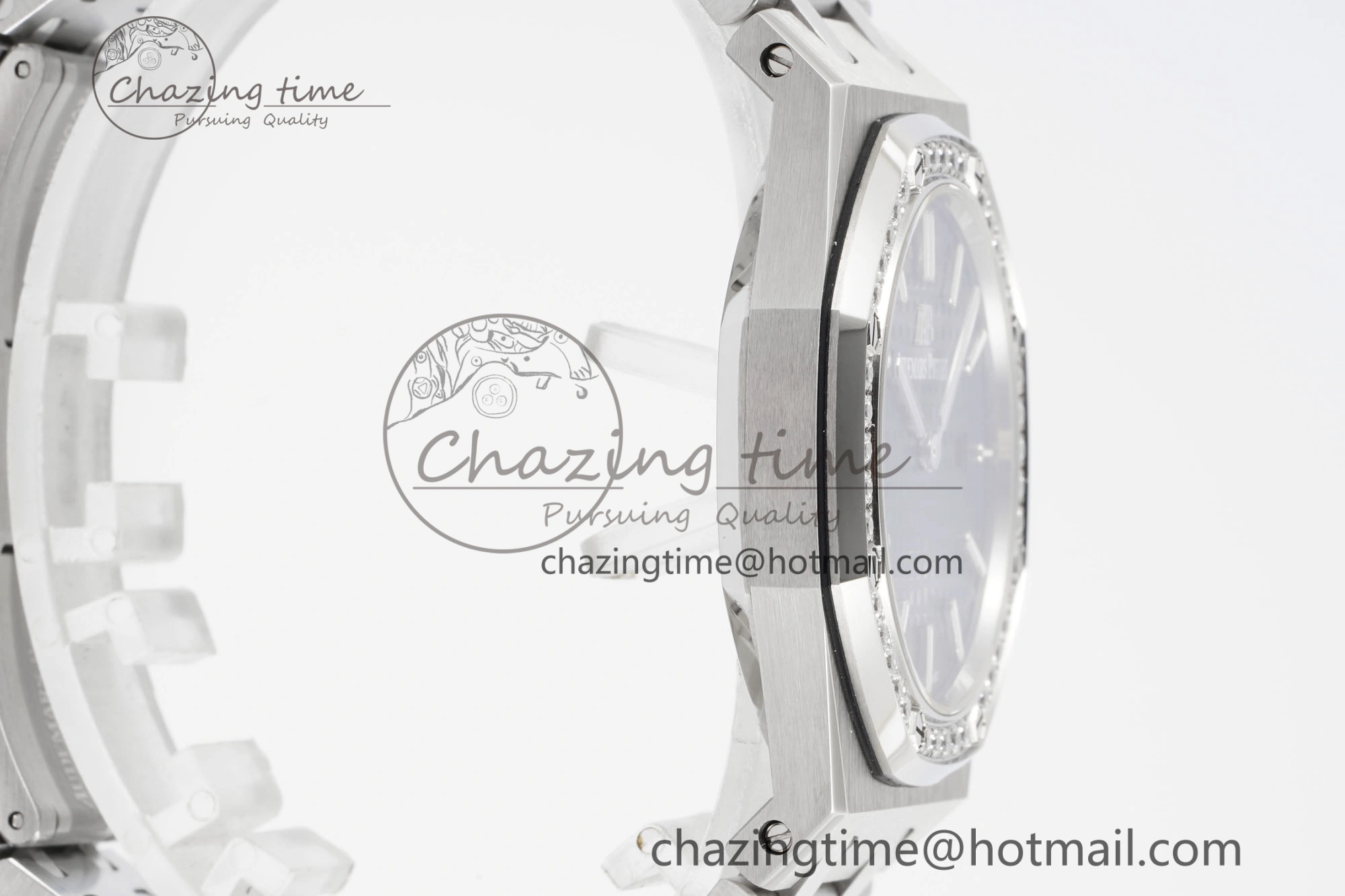Lightweight Lady Royal Oak 33mm SS Diamonds Bezel JJF 1:1 Best Edition Blue Dial on SS Bracelet ETA Quartz 10145