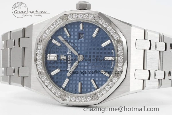 Lightweight Lady Royal Oak 33mm SS Diamonds Bezel JJF 1:1 Best Edition Blue Dial on SS Bracelet ETA Quartz 10145