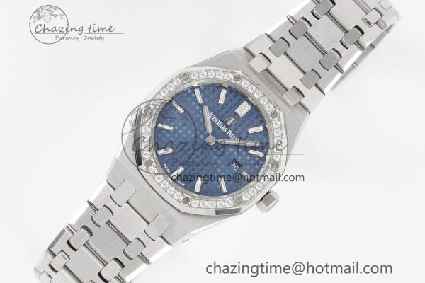 Lightweight Lady Royal Oak 33mm SS Diamonds Bezel JJF 1:1 Best Edition Blue Dial on SS Bracelet ETA Quartz 10145