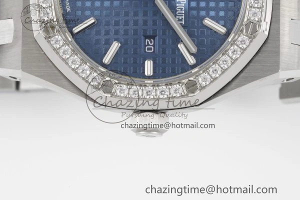Lightweight Lady Royal Oak 33mm SS Diamonds Bezel JJF 1:1 Best Edition Blue Dial on SS Bracelet ETA Quartz 10145