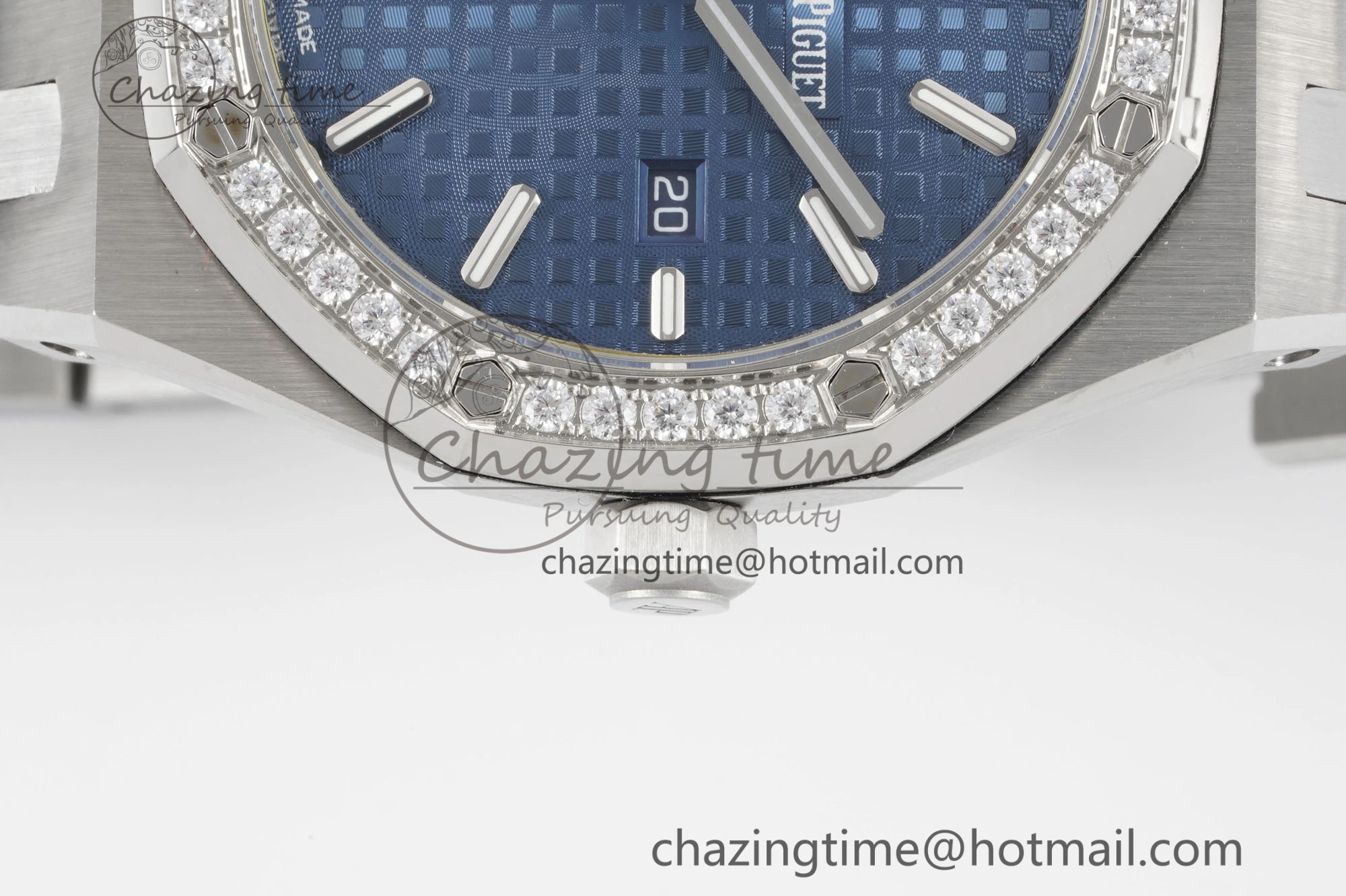 Lightweight Lady Royal Oak 33mm SS Diamonds Bezel JJF 1:1 Best Edition Blue Dial on SS Bracelet ETA Quartz 10145