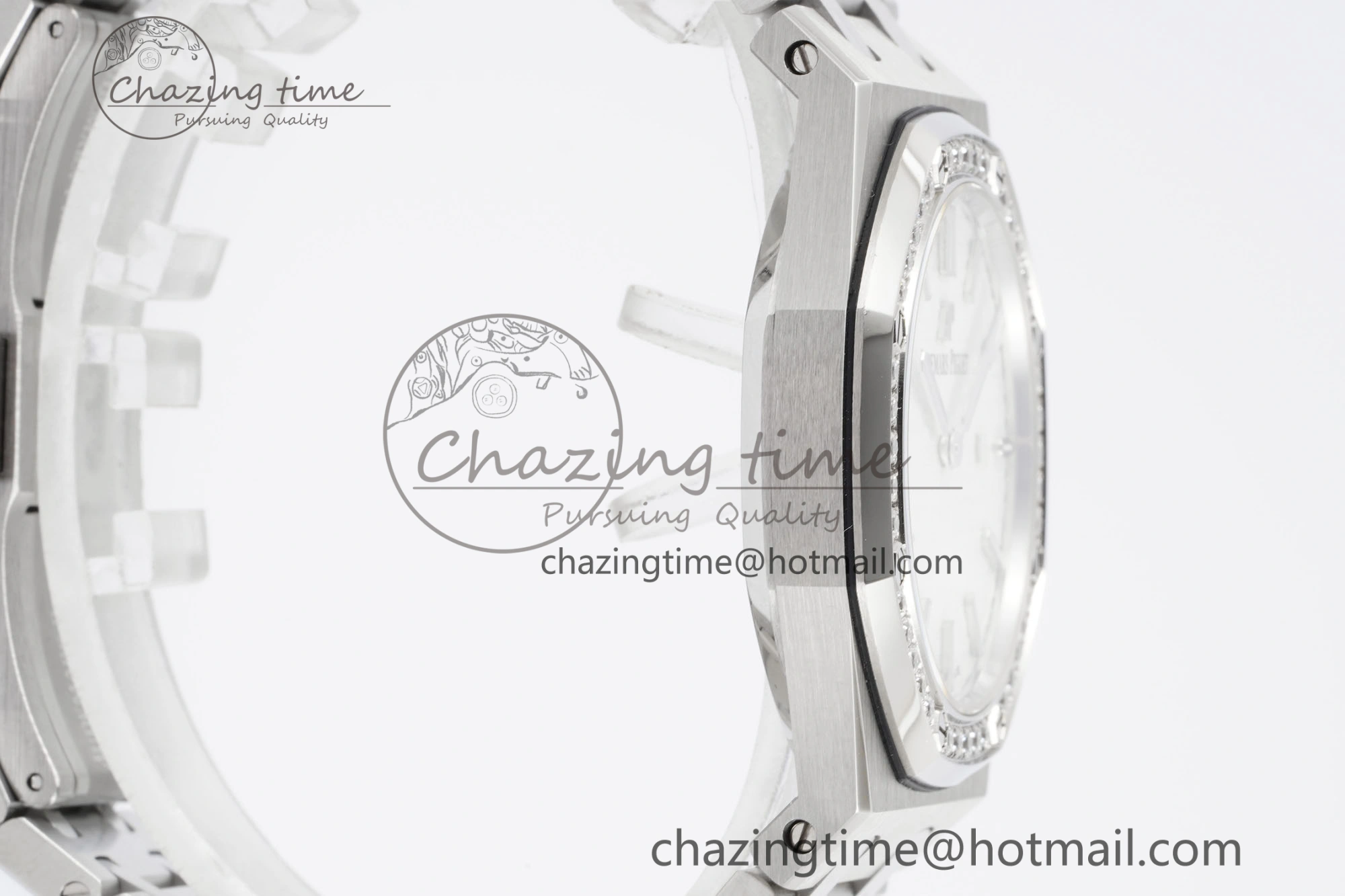 Lady Royal Oak 33mm SS Diamonds Bezel JJF 1:1 Best Edition White Dial on SS Bracelet ETA Quartz Upgraded 10146