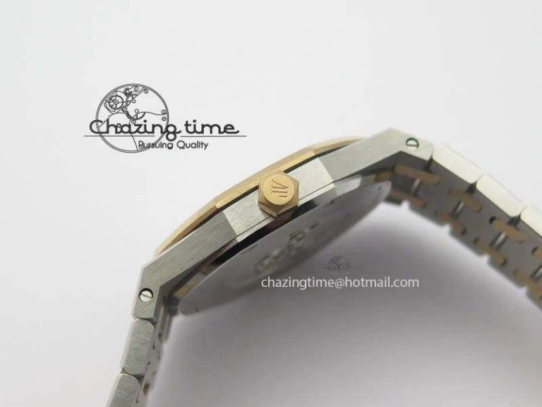 Seasonal Lady Royal Oak 33mm SS JF 1:1 Best Edition RG Bezel Silver Textured Dial On SS RG Bracelet Swiss Quartz 5039