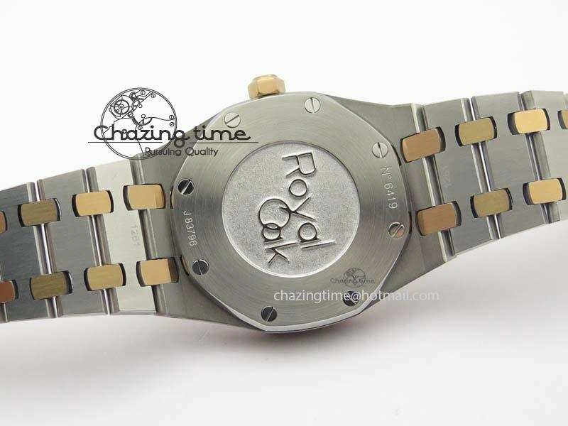 Seasonal Lady Royal Oak 33mm SS JF 1:1 Best Edition RG Bezel Silver Textured Dial On SS RG Bracelet Swiss Quartz 5039