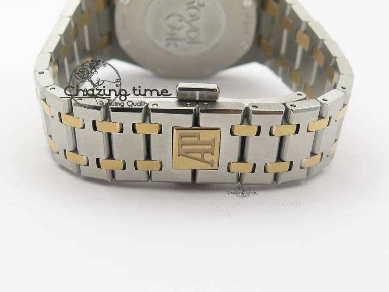 Seasonal Lady Royal Oak 33mm SS JF 1:1 Best Edition RG Bezel Silver Textured Dial On SS RG Bracelet Swiss Quartz 5039