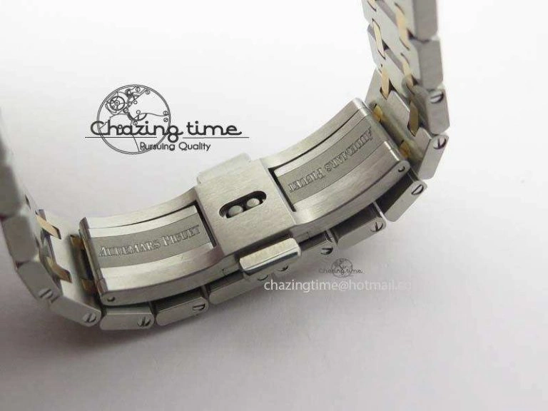 Seasonal Lady Royal Oak 33mm SS JF 1:1 Best Edition RG Bezel Silver Textured Dial On SS RG Bracelet Swiss Quartz 5039