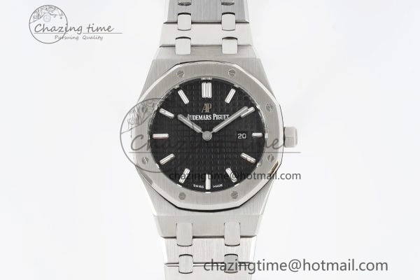 FashionForward Lady Royal Oak 33mm SS JJF 1:1 Best Edition Black Dial on SS Bracelet ETA Quartz 10150