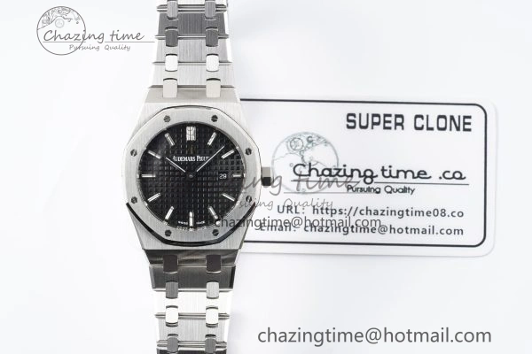 Lady Royal Oak 33mm SS JJF 1:1 Best Edition Black Dial on SS Bracelet ETA Quartz Sleek 4645