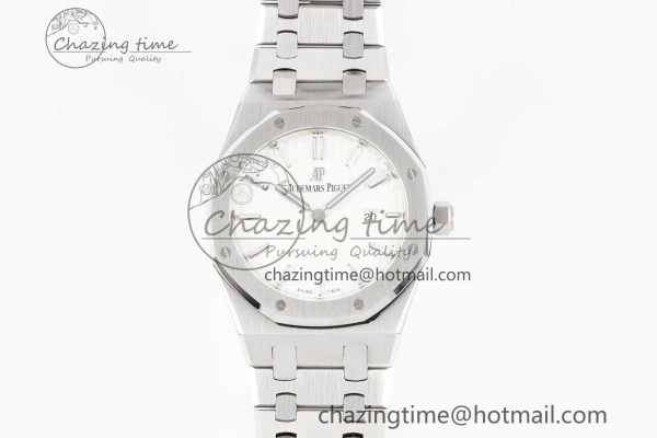Fashionable Lady Royal Oak 33mm SS JJF 1:1 Best Edition White Dial on SS Bracelet ETA Quartz 10148