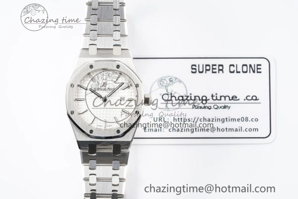 OdorResistant Lady Royal Oak 33mm SS JJF 1:1 Best Edition White Dial on SS Bracelet ETA Quartz 4641