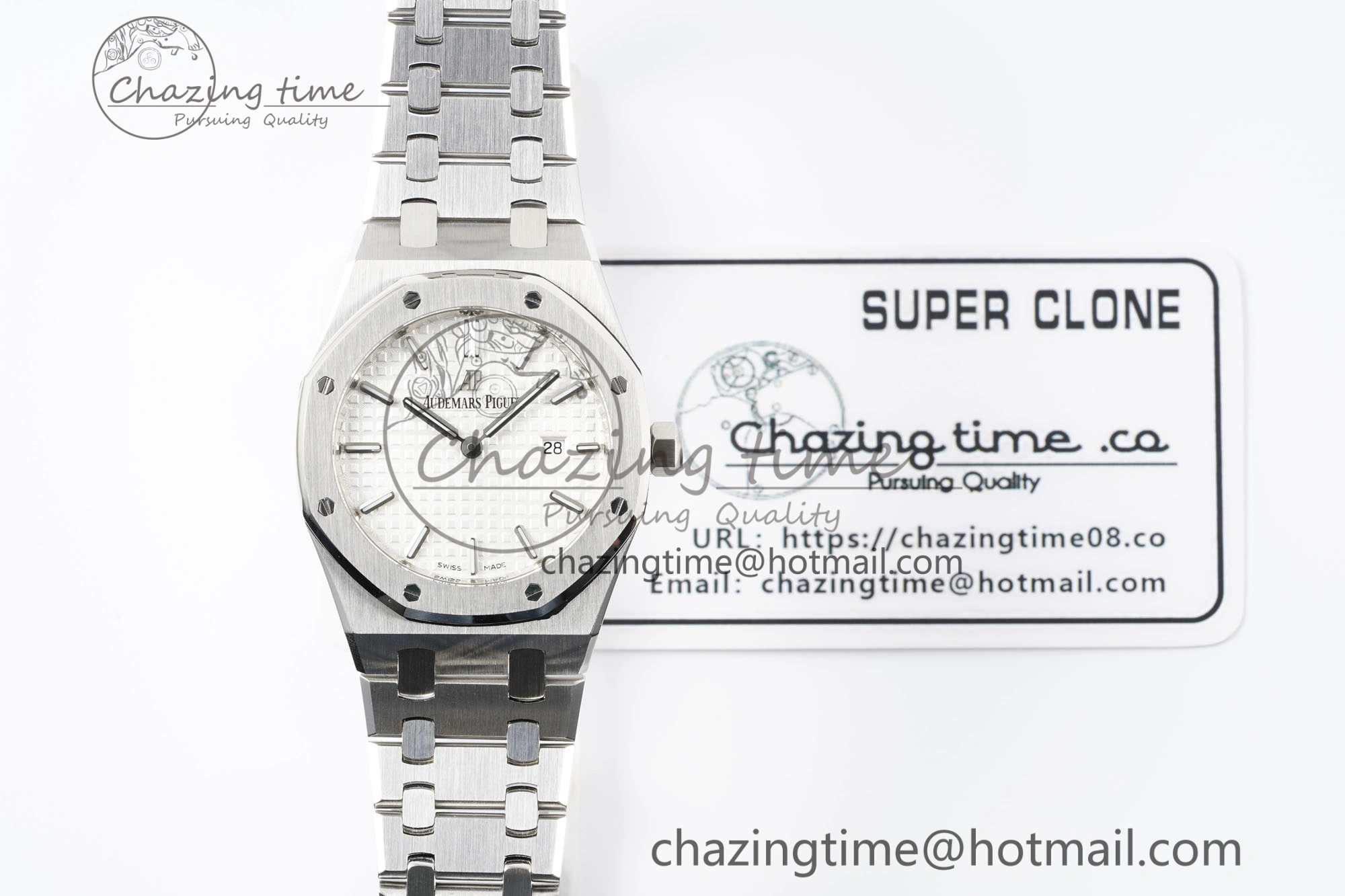 OdorResistant Lady Royal Oak 33mm SS JJF 1:1 Best Edition White Dial on SS Bracelet ETA Quartz 4641