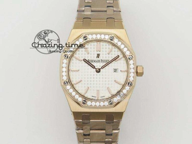 ComfortFit Lady Royal Oak 33mm SS Silver Textured Dial on SS Bracelet RONDA Quartz 5145