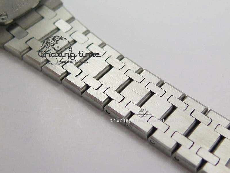 Lady Royal Oak 33mm SS White Textured Dial Diamonds Bezel on bracelet RONDA Quartz Trendy 5142