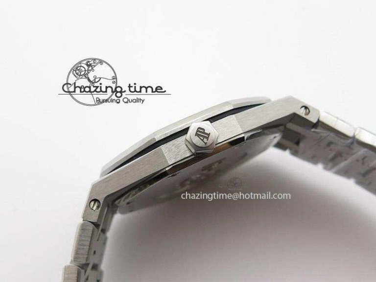 Lady Royal Oak 33mm SS White Textured Dial Diamonds Bezel on bracelet RONDA Quartz Trendy 5142