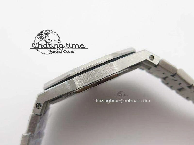 Lady Royal Oak 33mm SS White Textured Dial Diamonds Bezel on bracelet RONDA Quartz Trendy 5142
