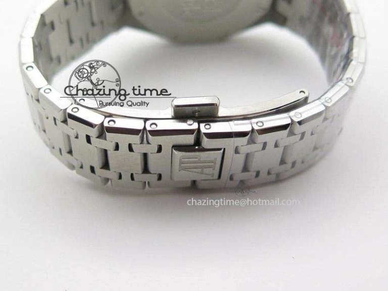 Lady Royal Oak 33mm SS White Textured Dial Diamonds Bezel on bracelet RONDA Quartz Trendy 5142