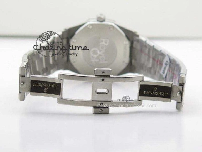 Lady Royal Oak 33mm SS White Textured Dial Diamonds Bezel on bracelet RONDA Quartz Trendy 5142