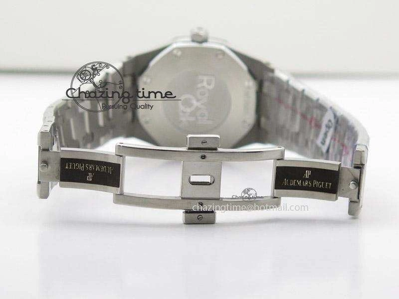 Lady Royal Oak 33mm SS White Textured Dial Diamonds Bezel on bracelet RONDA Quartz Trendy 5142