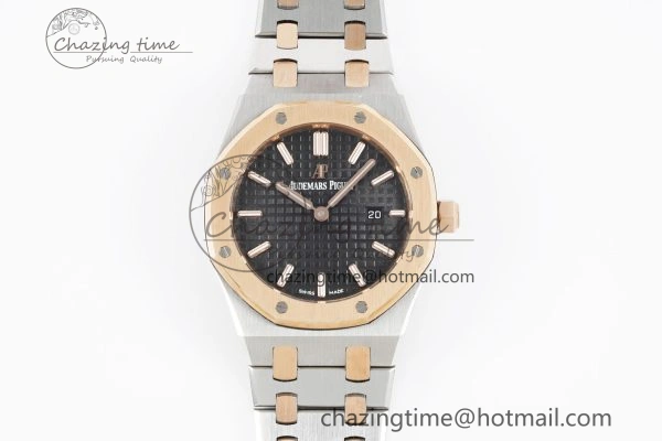 Lady Royal Oak 33mm SS RG JJF 1:1 Best Edition Black Dial on SS RG Bracelet ETA Quartz Durable 4648