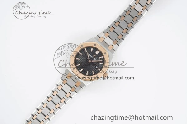Lady Royal Oak 33mm SS RG JJF 1:1 Best Edition Black Dial on SS RG Bracelet ETA Quartz Sophisticated 10155