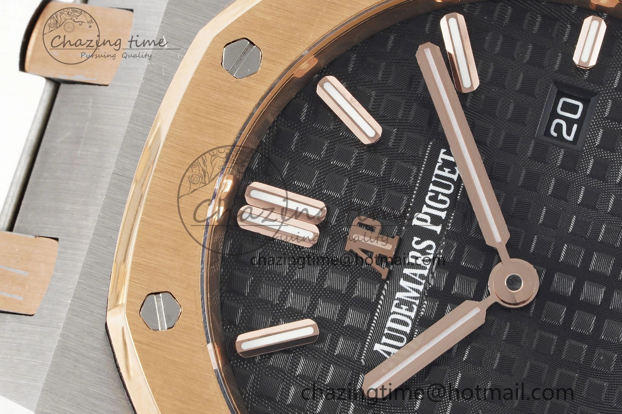 Lady Royal Oak 33mm SS RG JJF 1:1 Best Edition Black Dial on SS RG Bracelet ETA Quartz Sophisticated 10155