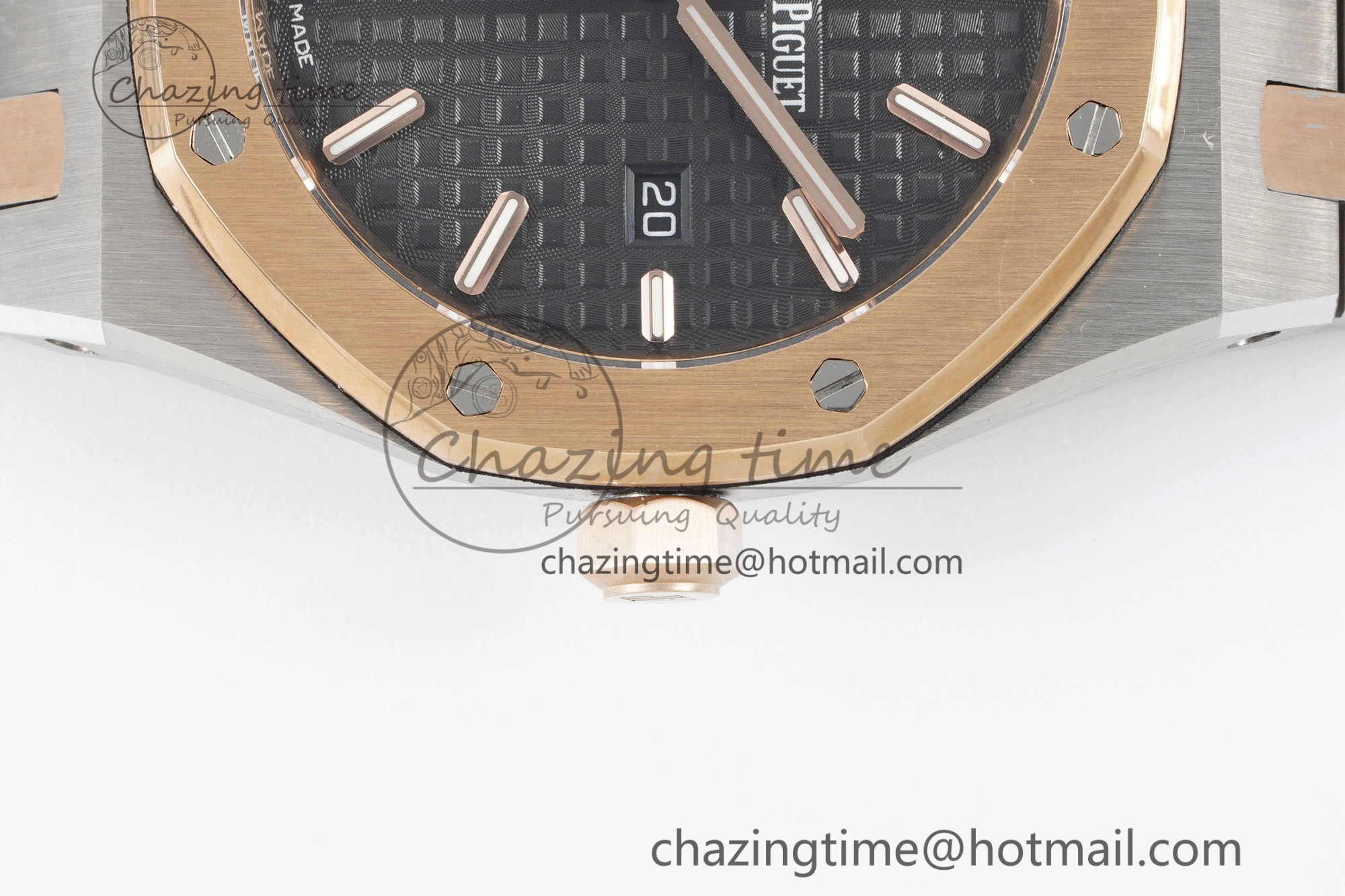 Lady Royal Oak 33mm SS RG JJF 1:1 Best Edition Black Dial on SS RG Bracelet ETA Quartz Sophisticated 10155