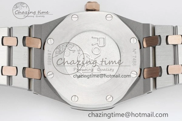 Durable Lady Royal Oak 33mm SS RG JJF 1:1 Best Edition Brown Dial on SS RG Bracelet ETA Quartz 4646