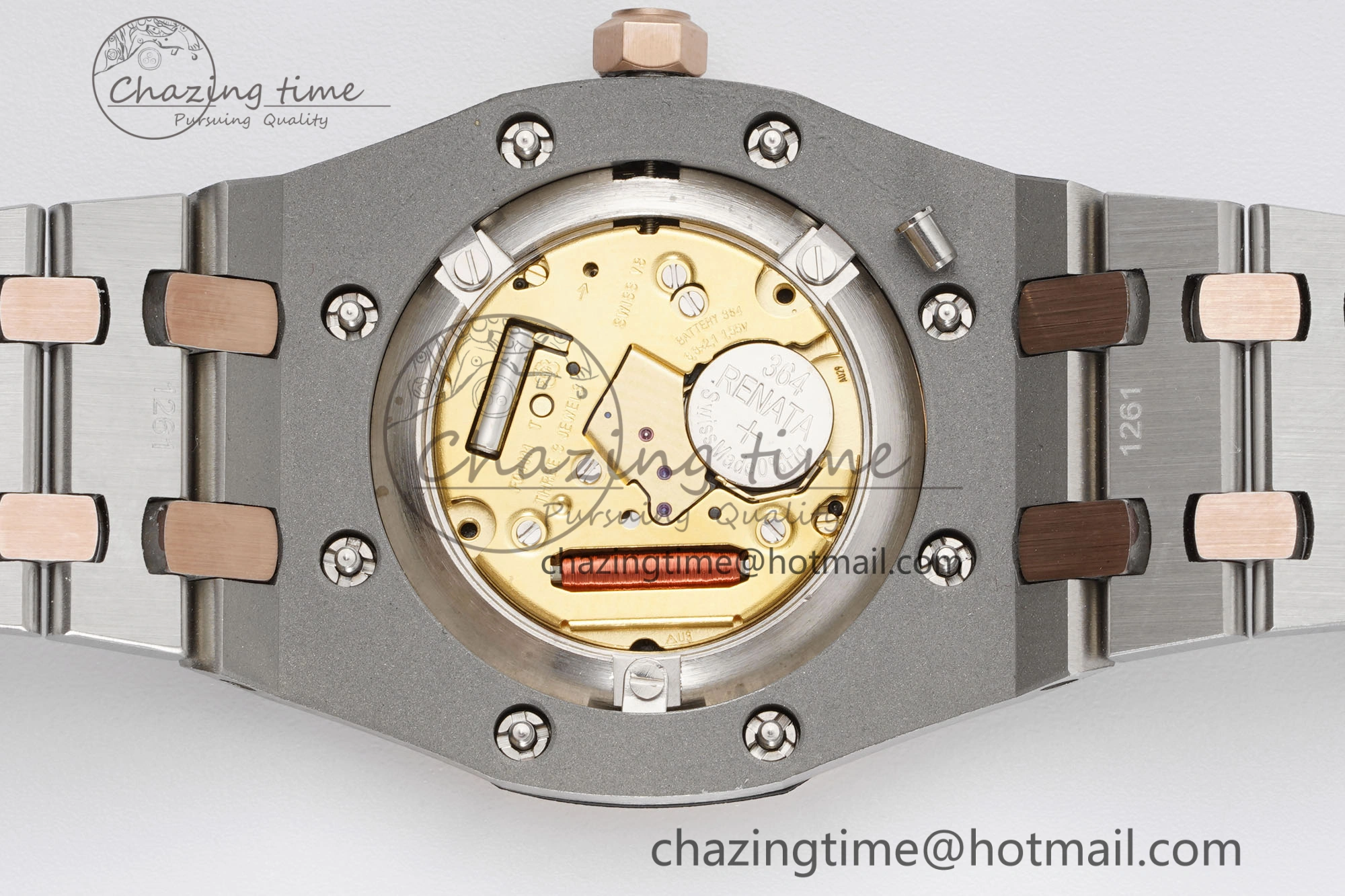 Durable Lady Royal Oak 33mm SS RG JJF 1:1 Best Edition Brown Dial on SS RG Bracelet ETA Quartz 4646