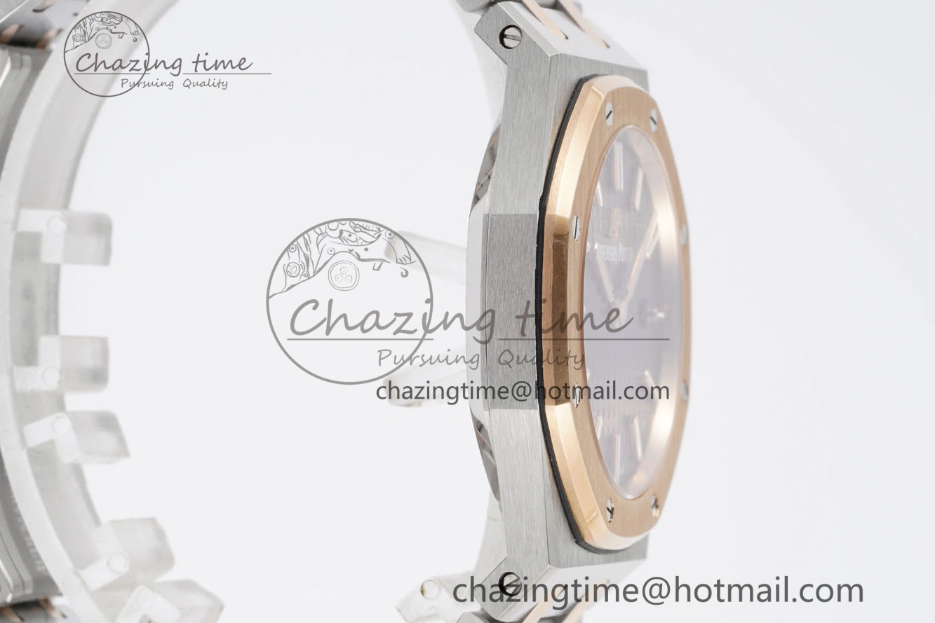 Durable Lady Royal Oak 33mm SS RG JJF 1:1 Best Edition Brown Dial on SS RG Bracelet ETA Quartz 4646