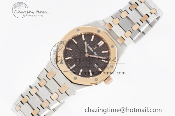 Durable Lady Royal Oak 33mm SS RG JJF 1:1 Best Edition Brown Dial on SS RG Bracelet ETA Quartz 4646