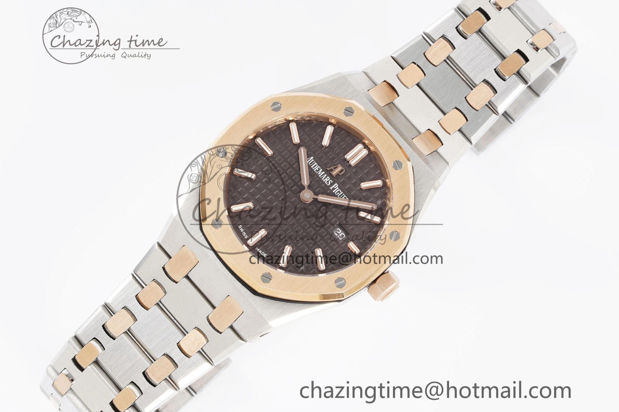 Durable Lady Royal Oak 33mm SS RG JJF 1:1 Best Edition Brown Dial on SS RG Bracelet ETA Quartz 4646