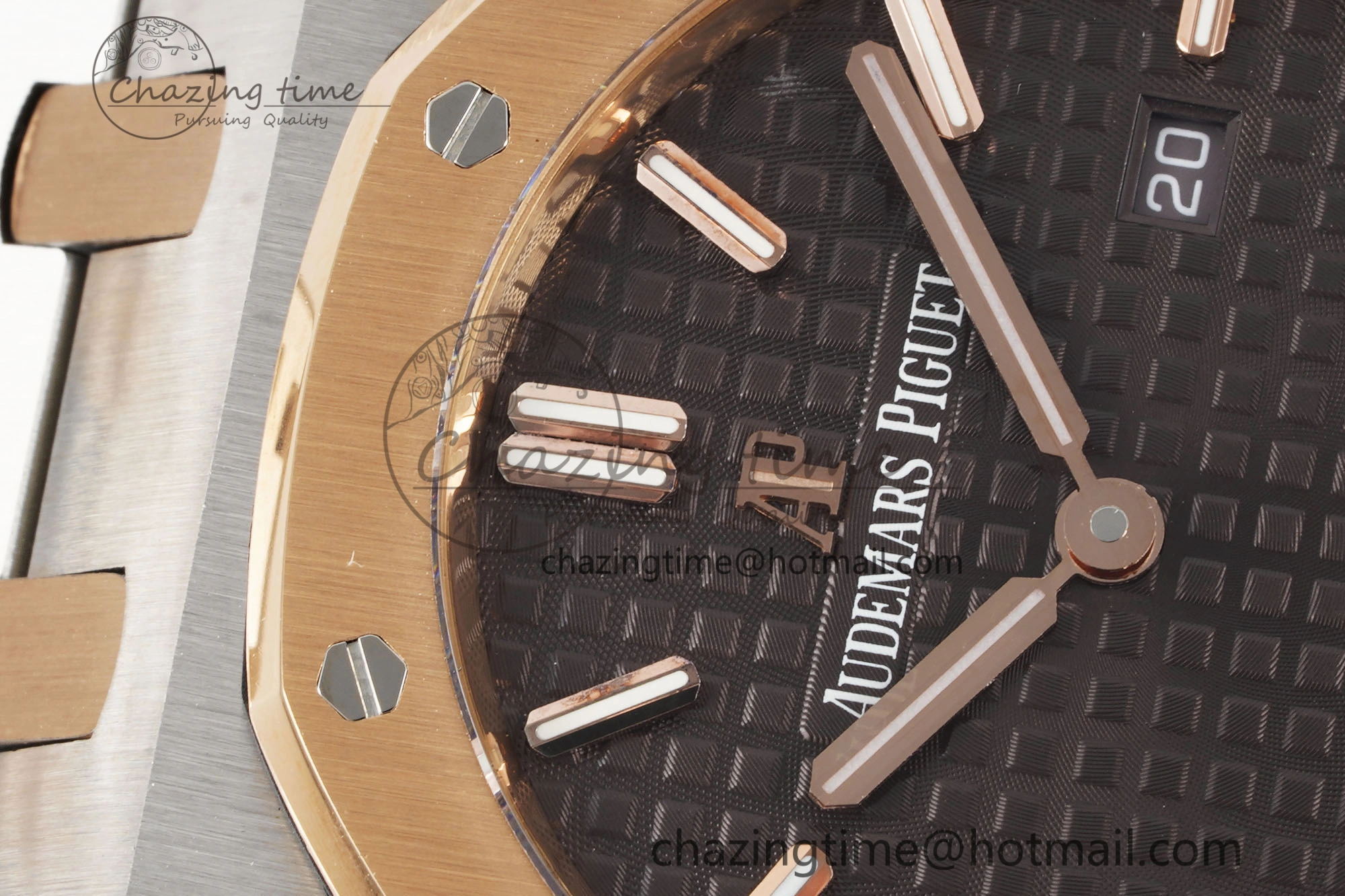 Durable Lady Royal Oak 33mm SS RG JJF 1:1 Best Edition Brown Dial on SS RG Bracelet ETA Quartz 4646