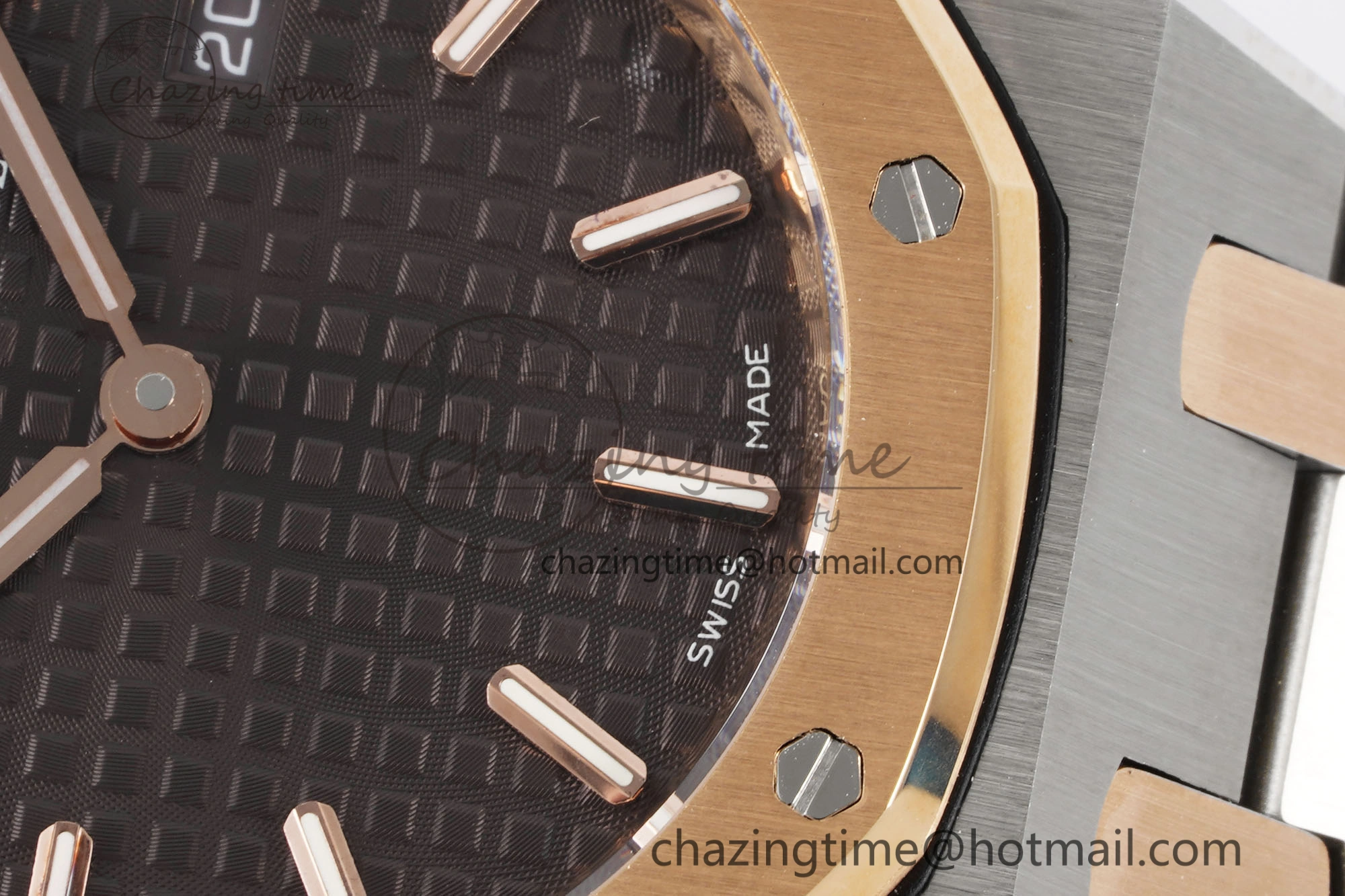 Durable Lady Royal Oak 33mm SS RG JJF 1:1 Best Edition Brown Dial on SS RG Bracelet ETA Quartz 4646