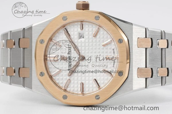 Lady Royal Oak 33mm SS RG JJF 1:1 Best Edition White Dial on SS RG Bracelet ETA Quartz UrbanStyle 4647