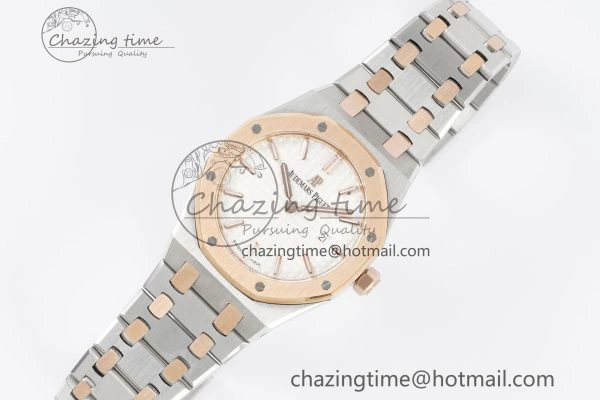 Lady Royal Oak 33mm SS RG JJF 1:1 Best Edition White Dial on SS RG Bracelet ETA Quartz UrbanStyle 4647